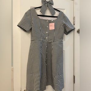 Classic Black and White Houndstooth Dress